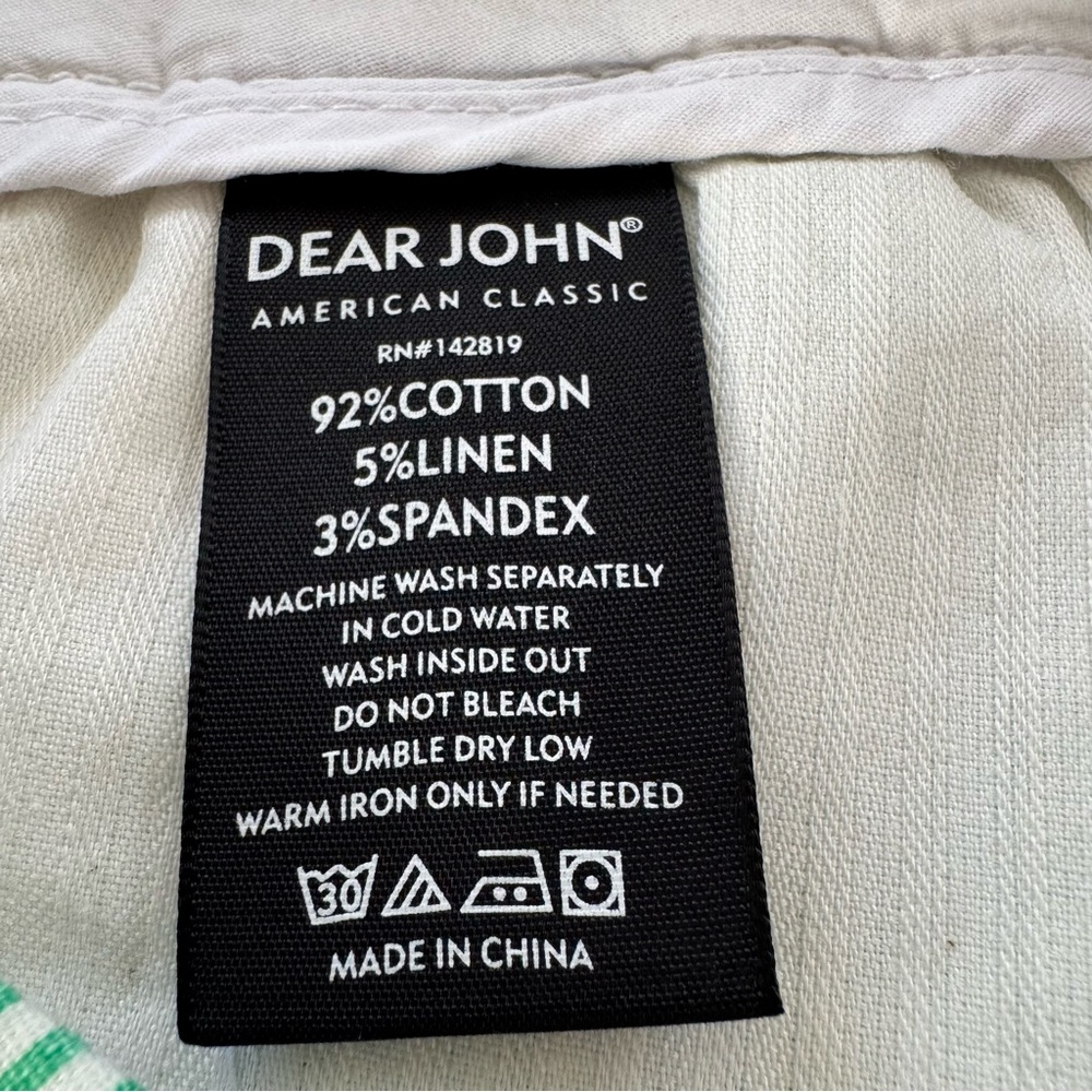 NWT Dear John Finnegan Printed Cuffed Shorts‎ Striped Green and White Size 33 - Picture 6 of 12